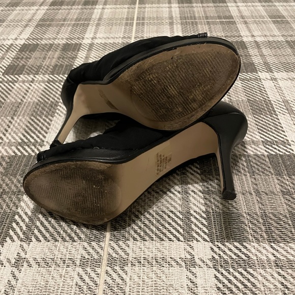 Sheer Black Open-Toe Heels/Ankle Booties - Picture 5 of 6